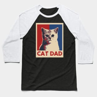 Cat Dad Pop Art Style Baseball T-Shirt